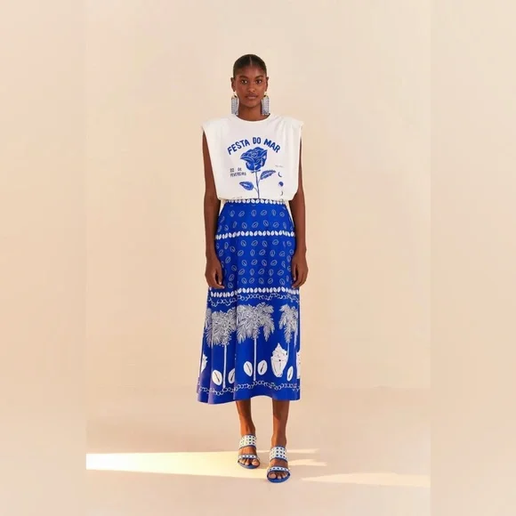 Farm Rio Festa Do Mar Organic Cotton T-Shirt - Picture 1 of 11